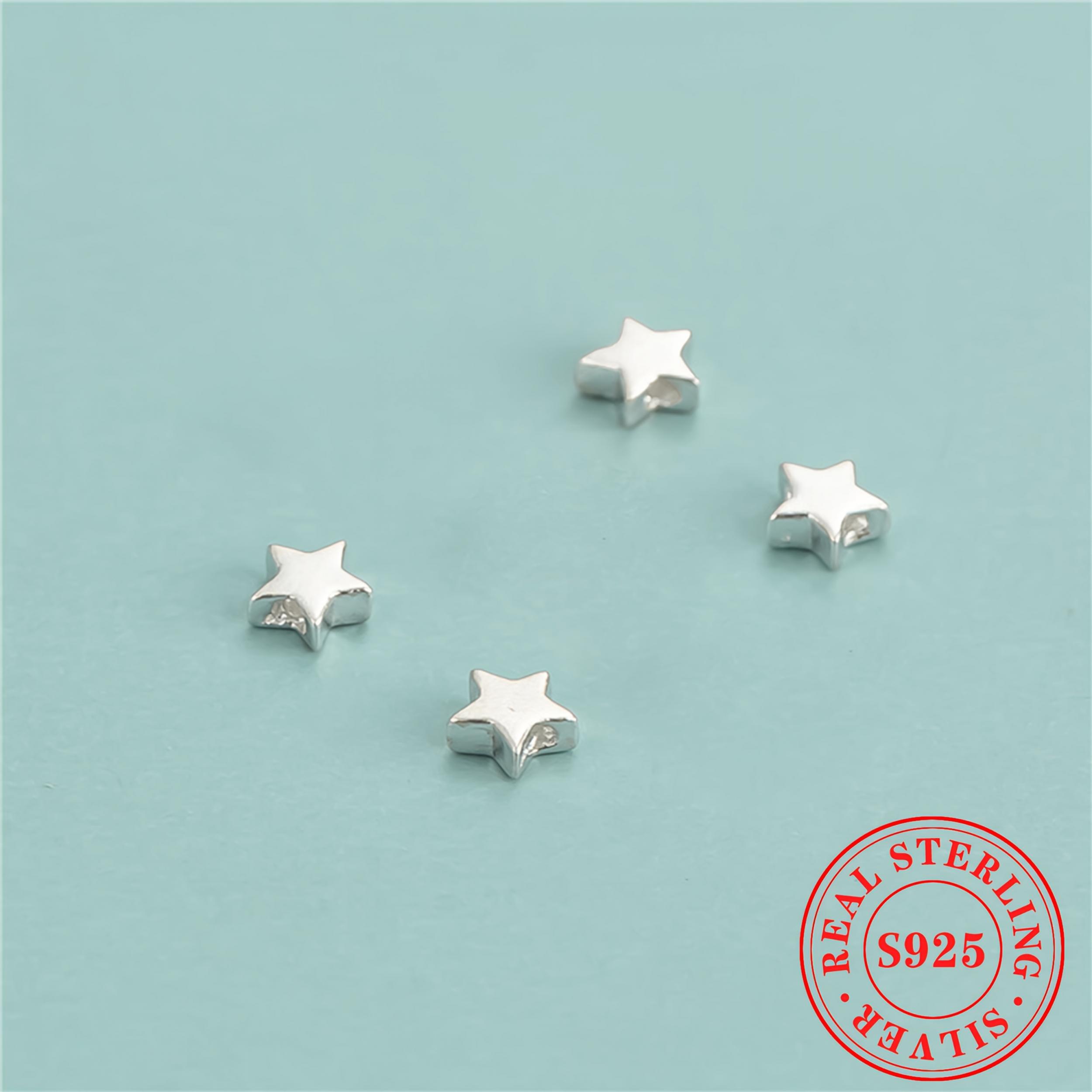 10pcs S925 Sterling Silver Spacer Beads Mini Star DIY Bracelet Jewelry Kit